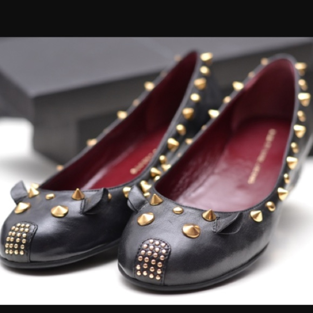 Marc By Marc Jacobs Black Flats with Gold Studs